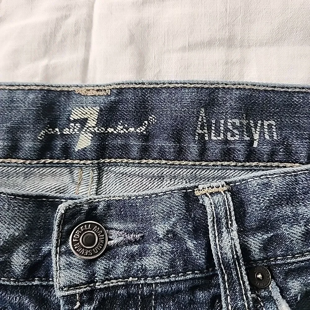 7 For All Mankind Jeans Mens 36x32 Blue Dark Wash Straight Leg Relaxed Austyn